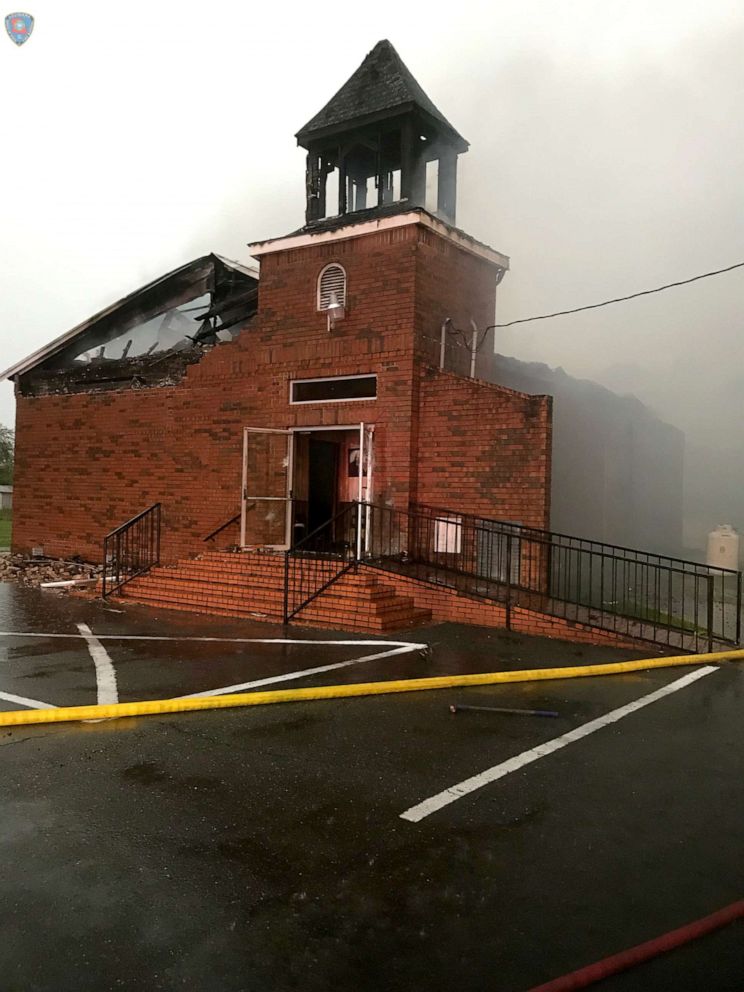 The Mount Pleasant Baptist Church in Opelousas, Louisiana, April 4, 2019, is pictured after a fire in this picture obtained from social media.