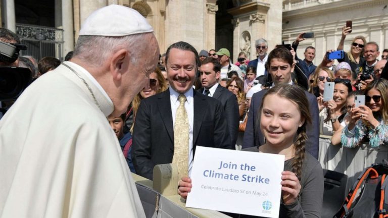 Teen climate change activist meets Pope Francis