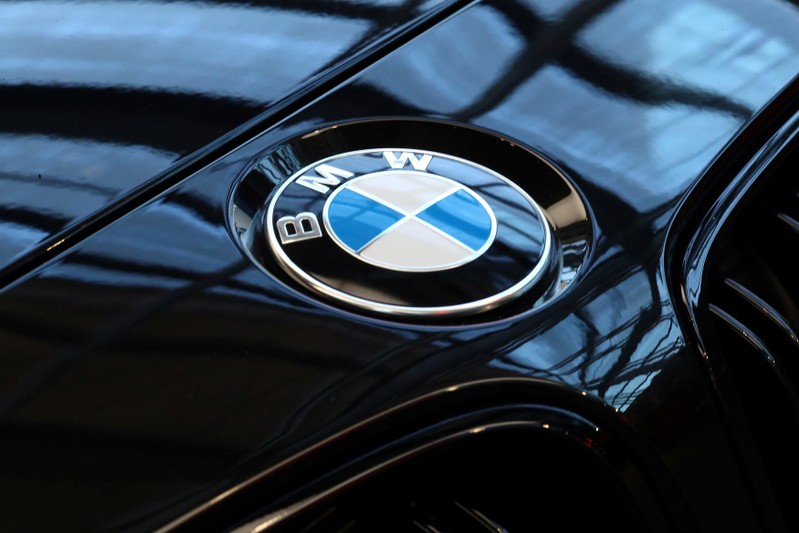 FILE PHOTO: A logo of German luxury carmaker BMW, is seen ahead of the company's annual news conference in Munich