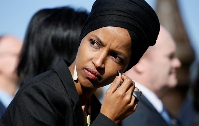 FILE PHOTO: Rep. Omar participates in a news conference about Trump administration policies towards Muslim immigrants outside the U.S. Capitol in Washington