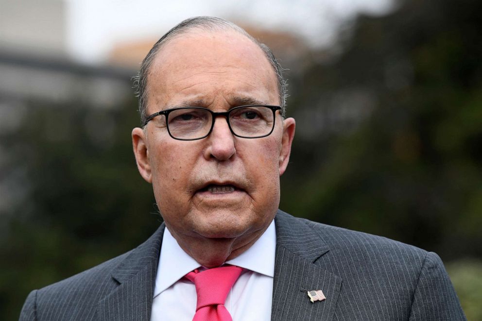 White House National Economic Council Director Larry Kudlow speaks to reporters at the White House in Washington, Feb. 7, 2019.