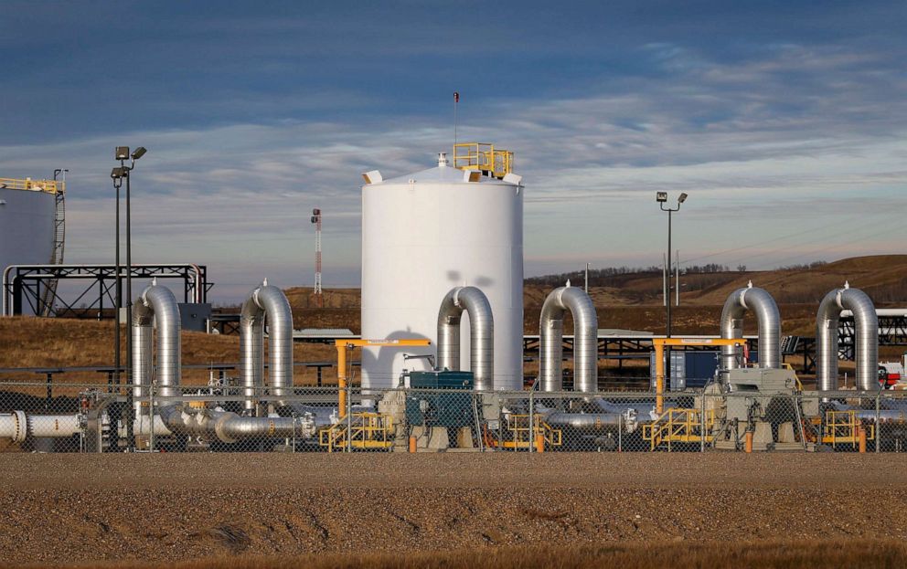 A TransCanada's Keystone pipeline facility is seen in Hardisty, Alberta, Nov. 6, 2015.