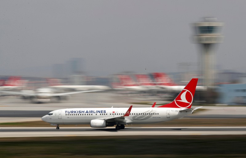 A Turkish Airlines (THY) Boeing 737-800 aircraft prepares to take off at Ataturk International Airport in Istanbul