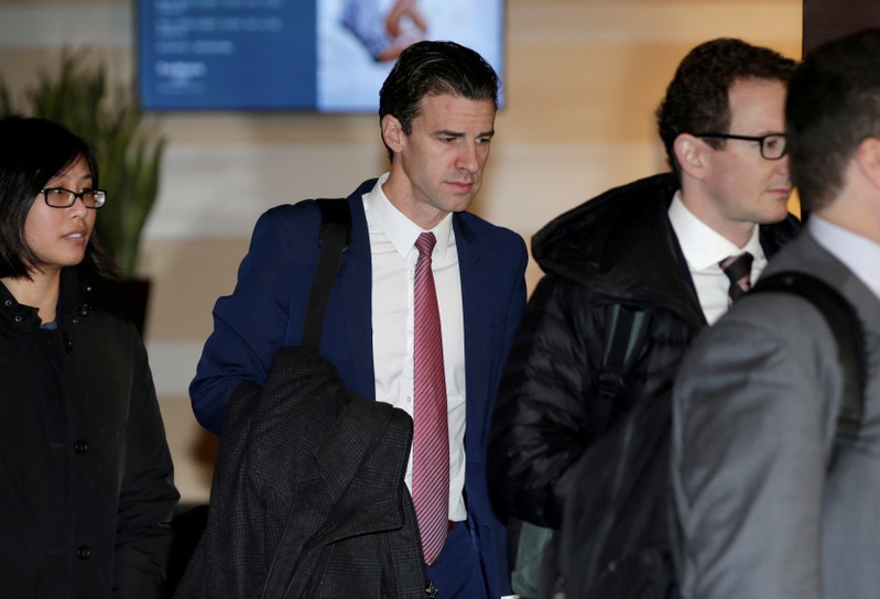 FILE PHOTO: U.S. trade delegation member Clete Willems leaves a hotel for talks with Chinese officials in Beijing