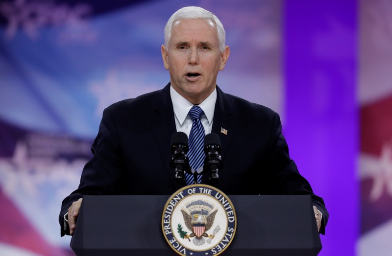 U.S. Vice President Pence speaks at the CPAC annual meeting at National Harbor, Maryland near Washington