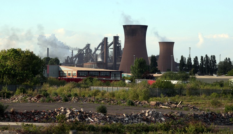 A general view shows the British Steel works in Scunthorpe