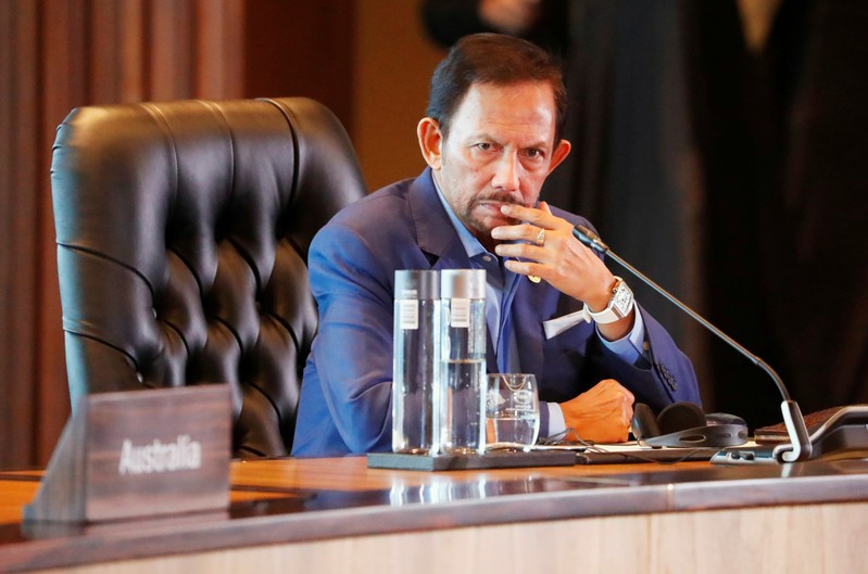 FILE PHOTO: Brunei's Sultan Hassanal Bolkiah attends the retreat session during the APEC Summit in Port Moresby, Papua New Guinea