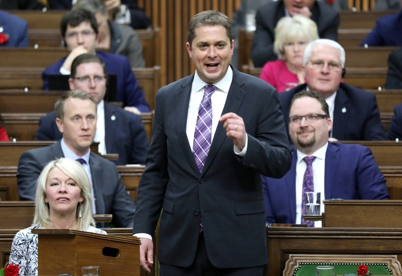 FILE PHOTO: Conservative leader Scheer speaks in the House of Commons on Parliament Hill in Ottawa