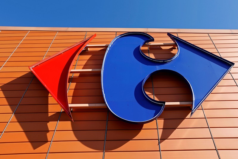 FILE PHOTO: A Carrefour logo is seen on a Carrefour Hypermarket store in Toulouse
