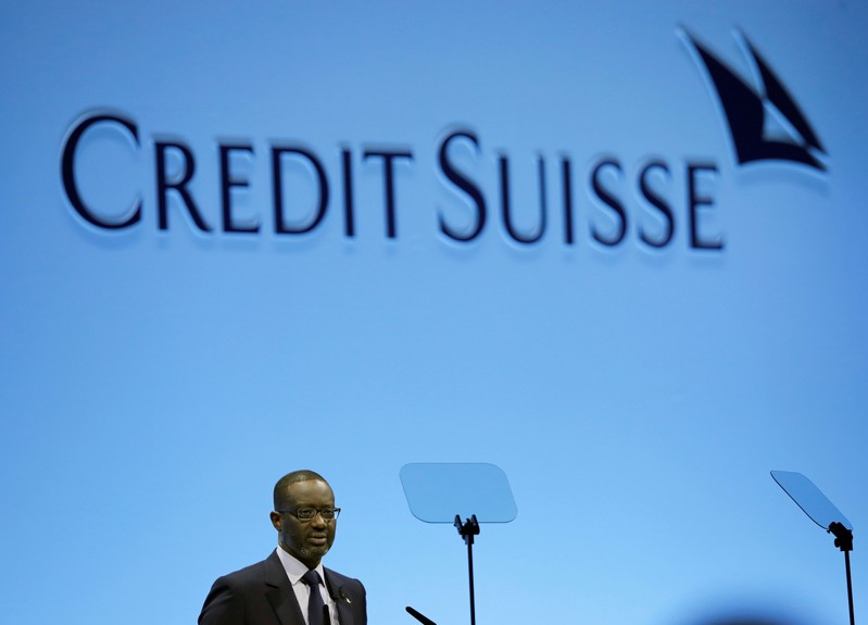 CEO Thiam of Swiss bank Credit Suisse addresses the company's annual shareholder meeting in Zurich