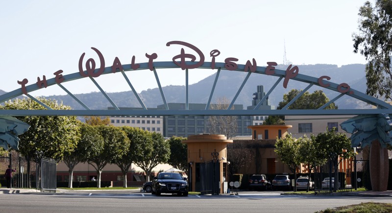 FILE PHOTO: The entrance gate to The Walt Disney Co is pictured in Burbank