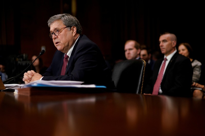 FILE PHOTO: U.S. Attorney General Barr testifies before a Senate Judiciary Committee on Capitol Hill in Washington