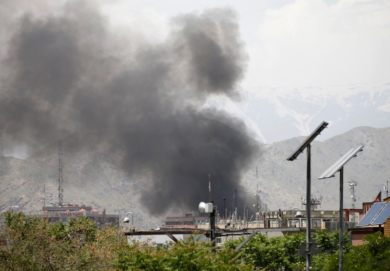 Smoke rises from the site of a blast in Kabul