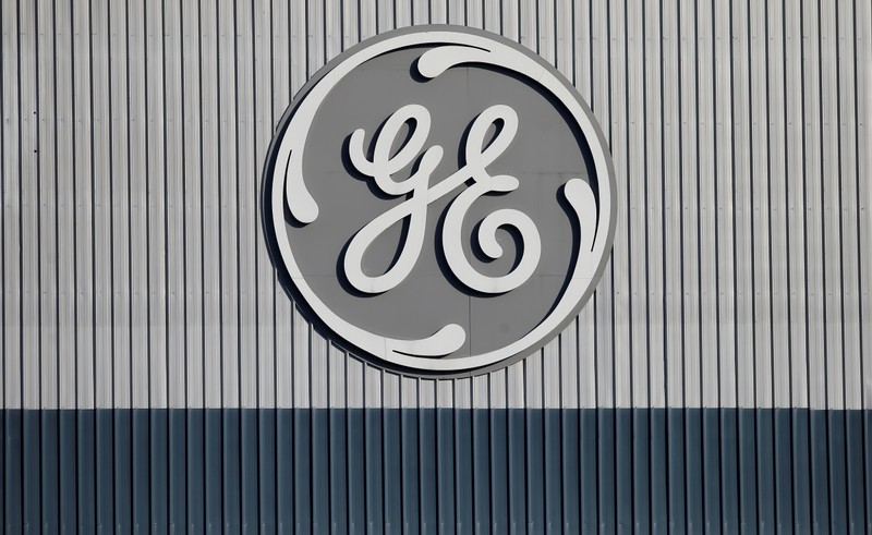 FILE PHOTO: The logo of US conglomerate General Electric is pictured at the company's site of its energy branch in Belfort