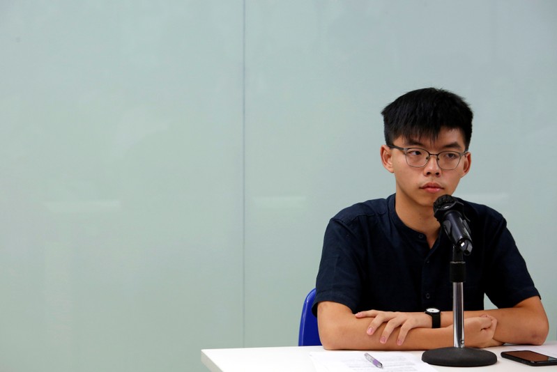 Demosisto founding member Joshua Wong attends a news conference in Hong Kong