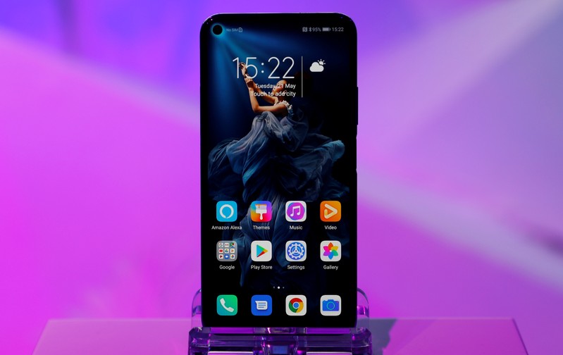 FILE PHOTO: Huawei's new Honor 20 smartphone is seen at a product launch event in London