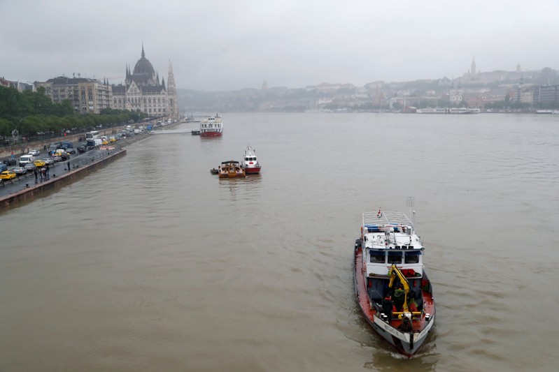 Ship accident on the Danube river in Budapest