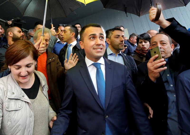 FILE PHOTO: Italian Deputy Prime Minister and 5-Star Movement leader Luigi Di Maio leaves after casting his vote in the European election
