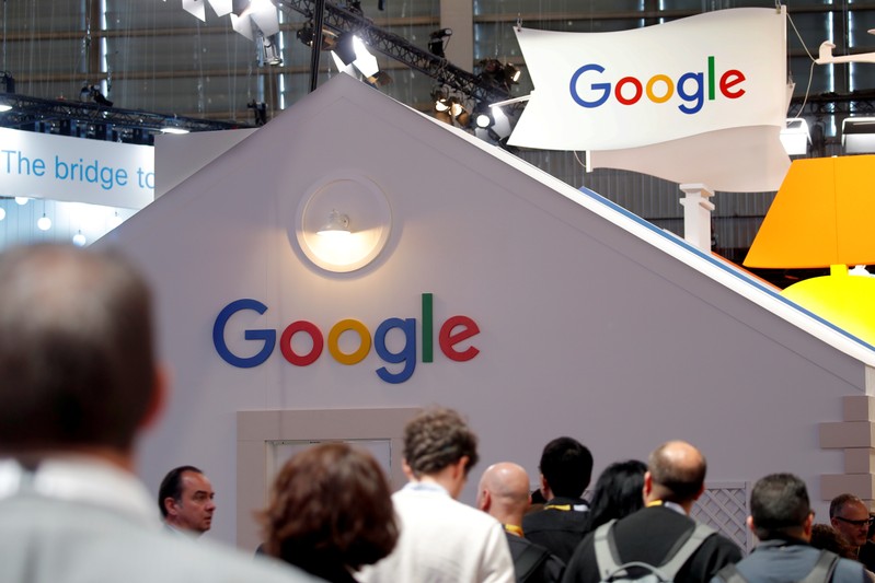 Logo of Google is seen at VivaTech fair in Paris