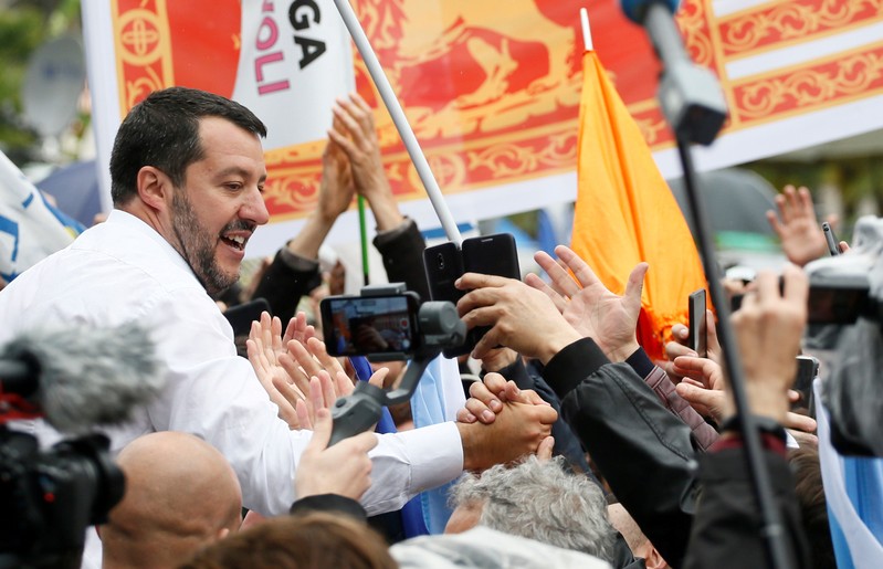 FILE PHOTO: Rally of European nationalist and far-right parties ahead of EU parliamentary elections in Milan