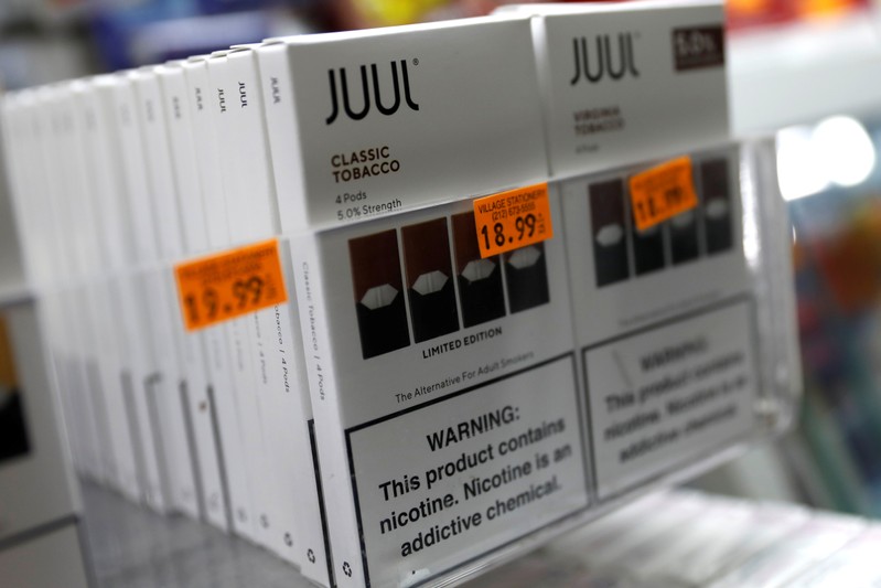Juul brand vaping pens are seen for sale in a shop in Manhattan in New York City