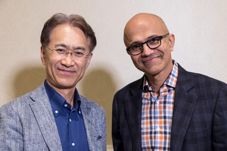Kenichiro Yoshida President and CEO Sony Corporation and Satya Nadella CEO Microsoft Corporation