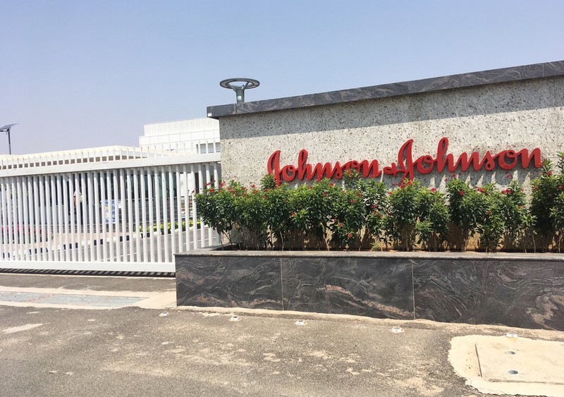 Johnson & Johnson manufacturing plant is pictured in Penjerla on the outskirts of Hyderabad