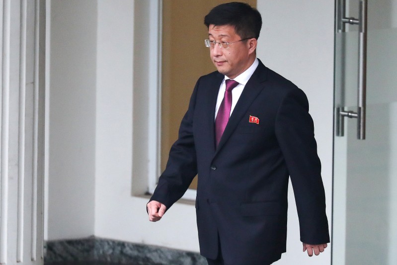 Kim Hyok Chol, North Korea's special representative for U.S. affairs, leaves the Government Guesthouse in Hanoi