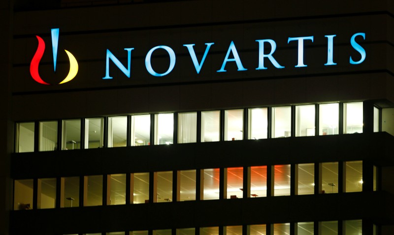 FILE PHOTO: The logo of Swiss drugmaker Novartis AG is seen at its headquarters in Basel