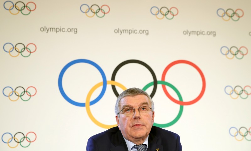 Bach President of the IOC attends a news conference after an Executive Board meeting in Lausanne