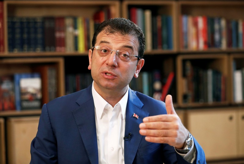 Ousted Istanbul Mayor Imamoglu speaks during an interview with Reuters in Istanbul