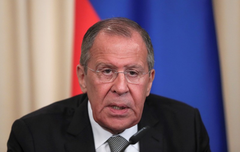 Russian Foreign Minister Lavrov attends a news conference in Moscow