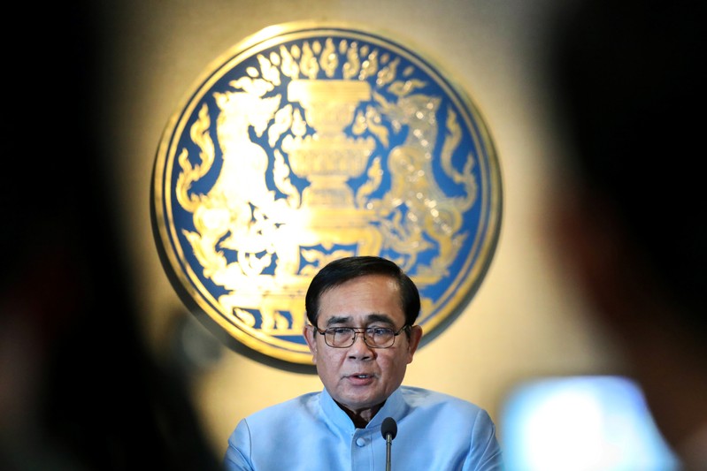 Thailand's Prime Minister Prayuth Chan-ocha speaks during a news conference after a weekly cabinet meeting, after the general election at Government House in Bangkok