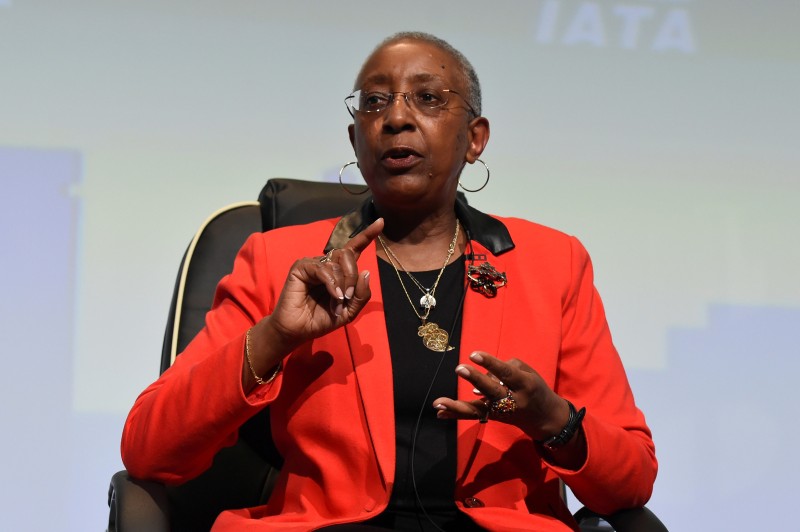 FILE PHOTO: Angela Gittens, Director General of Airports Council International, during a panel discussion on climate change goals