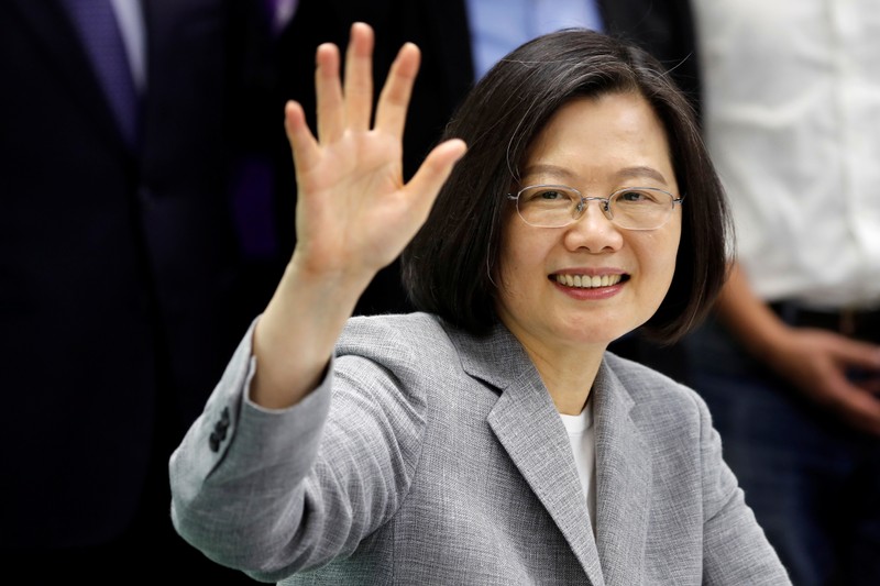 Taiwan President Tsai Ing-wen attends a ceremony to sign up for Democratic Progressive Party's 2020 presidential candidate nomination in Taipei