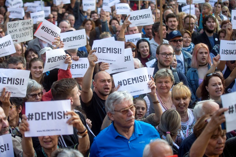 Rally demanding resignation of Czech Prime Minister Andrej Babis in Prague