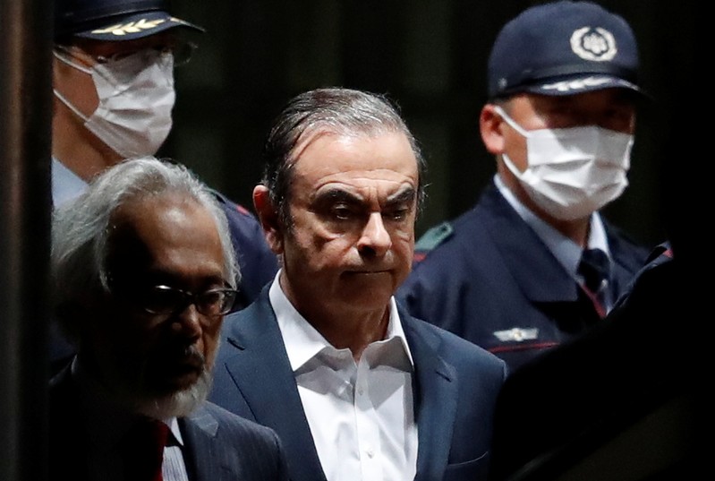FILE PHOTO: Former Nissan Motor Chariman Carlos Ghosn leaves the Tokyo Detention House