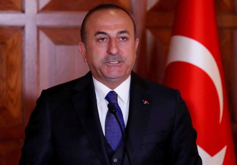 FILE PHOTO: Turkish Foreign Minister Mevlut Cavusoglu attends a news conference in Ankara