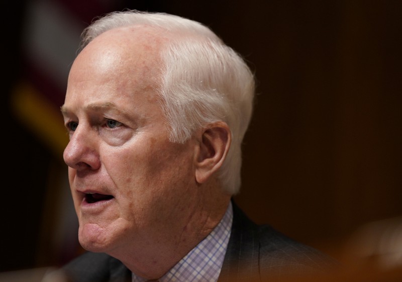 FILE PHOTO: U.S. Senator Cornyn questions Attorney General Barr at Senate Judiciary hearing on investigation of Russian interference in the 2016 presidential election on Capitol Hill in Washington