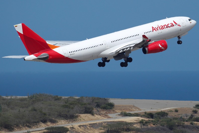 FILE PHOTO: An Airbus A330 of Avianca airline takes off at the Simon Bolivar airport in Caracas