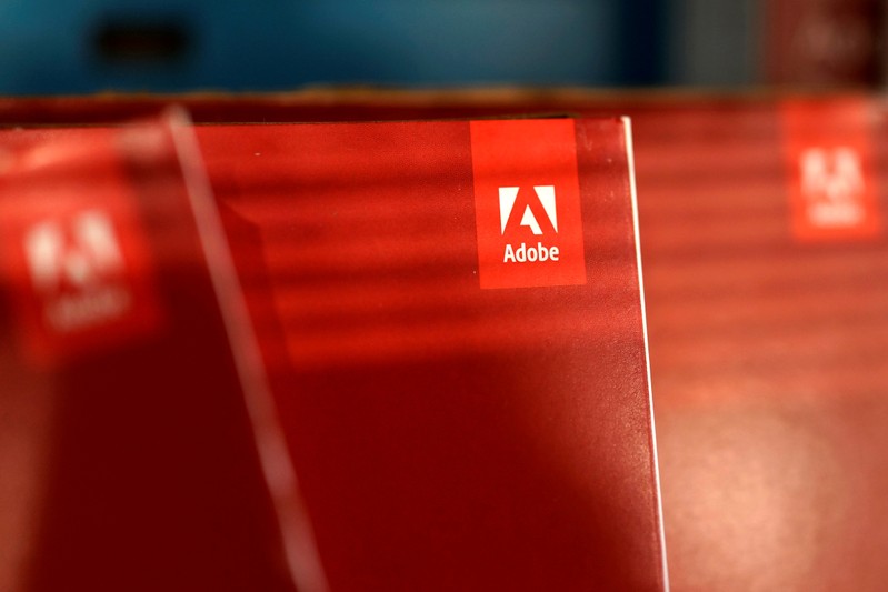 FILE PHOTO: An Adobe Systems Inc software box is seen in Los Angeles