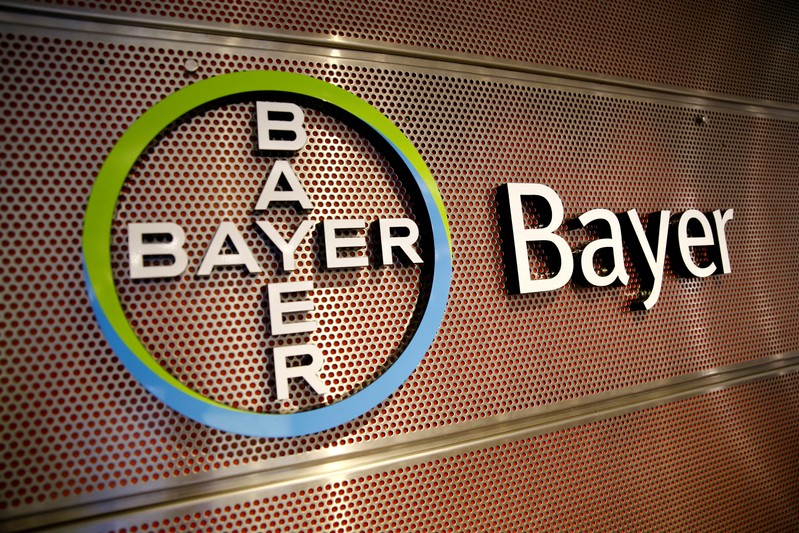 FILE PHOTO: Logo of Bayer AG is pictured at the annual results news conference of the German drugmaker in Leverkusen