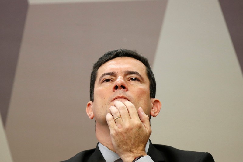 Brazil's Justice Minister Sergio Moro attends a commission of Constitution and Justice in the Brazilian Federal Senate in Brasilia