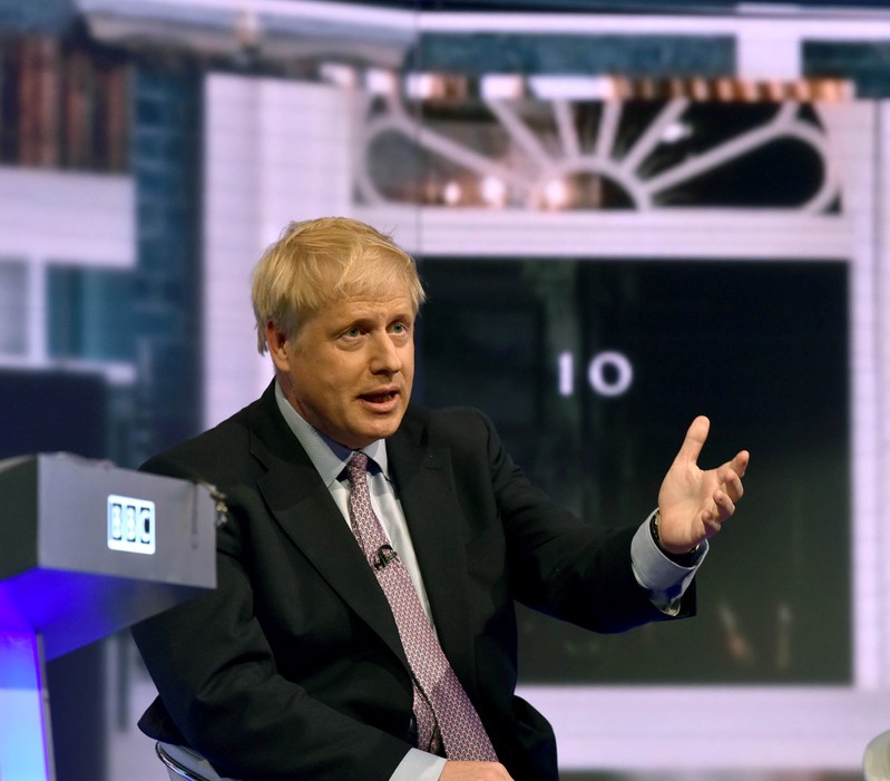 Boris Johnson appears on BBC TV's debate with candidates vying to replace British PM Theresa May, in London