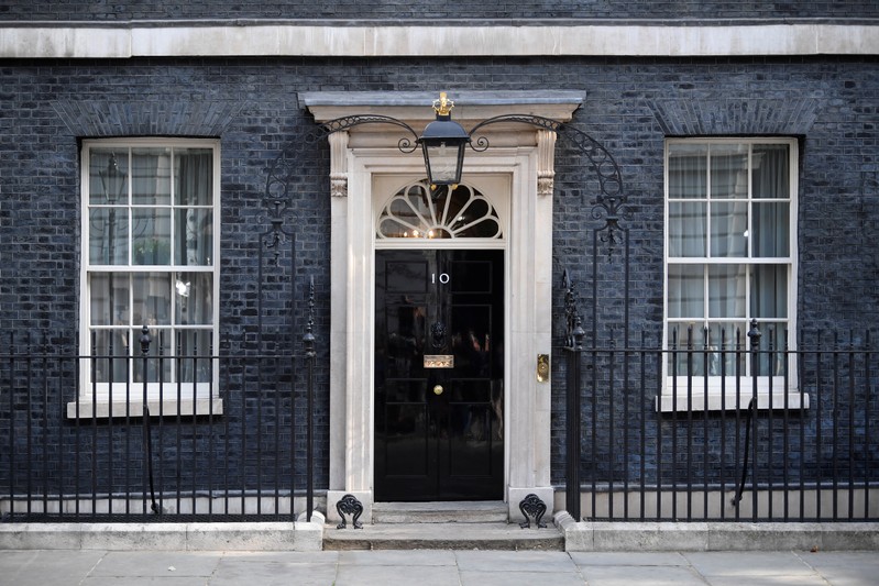 The door of 10 Downing Street is seen in London