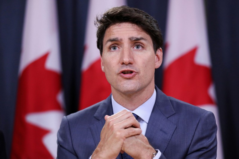 Canada's PM Trudeau speaks during a news conference in Ottawa