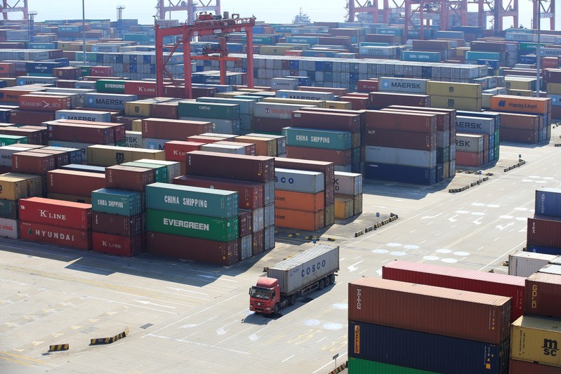 FILE PHOTO: Containers are seen at the Yangshan Deep Water Port, part of the Shanghai Free Trade Zone, in Shanghai