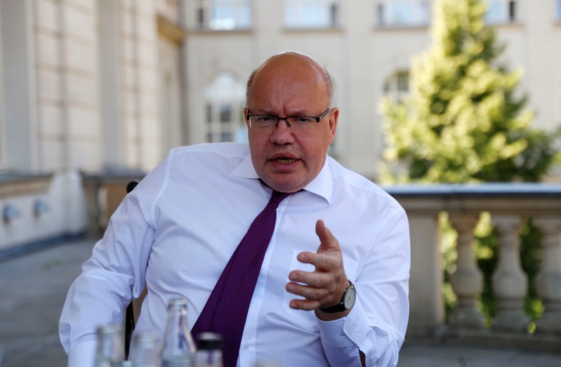 German Economy Minister Peter Altmaier is pictured during an interview with Reuters in his ministry building in Berlin