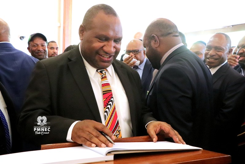 James Marape is seen at Government House after arriving to be sworn in as the new prime minister in Port Moresby