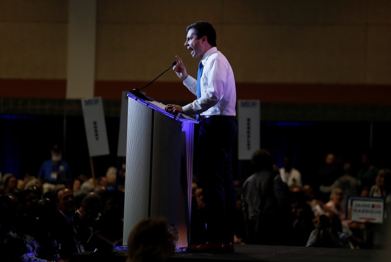 Democratic presidential candidate and South Bend Mayor Pete Buttigieg speaks at the SC Democratic Convention in Columbia